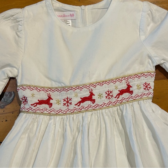 Sz4 Bonnie Jean Smocked Reindeer Fit & Flare Dress - Picture 3 of 7